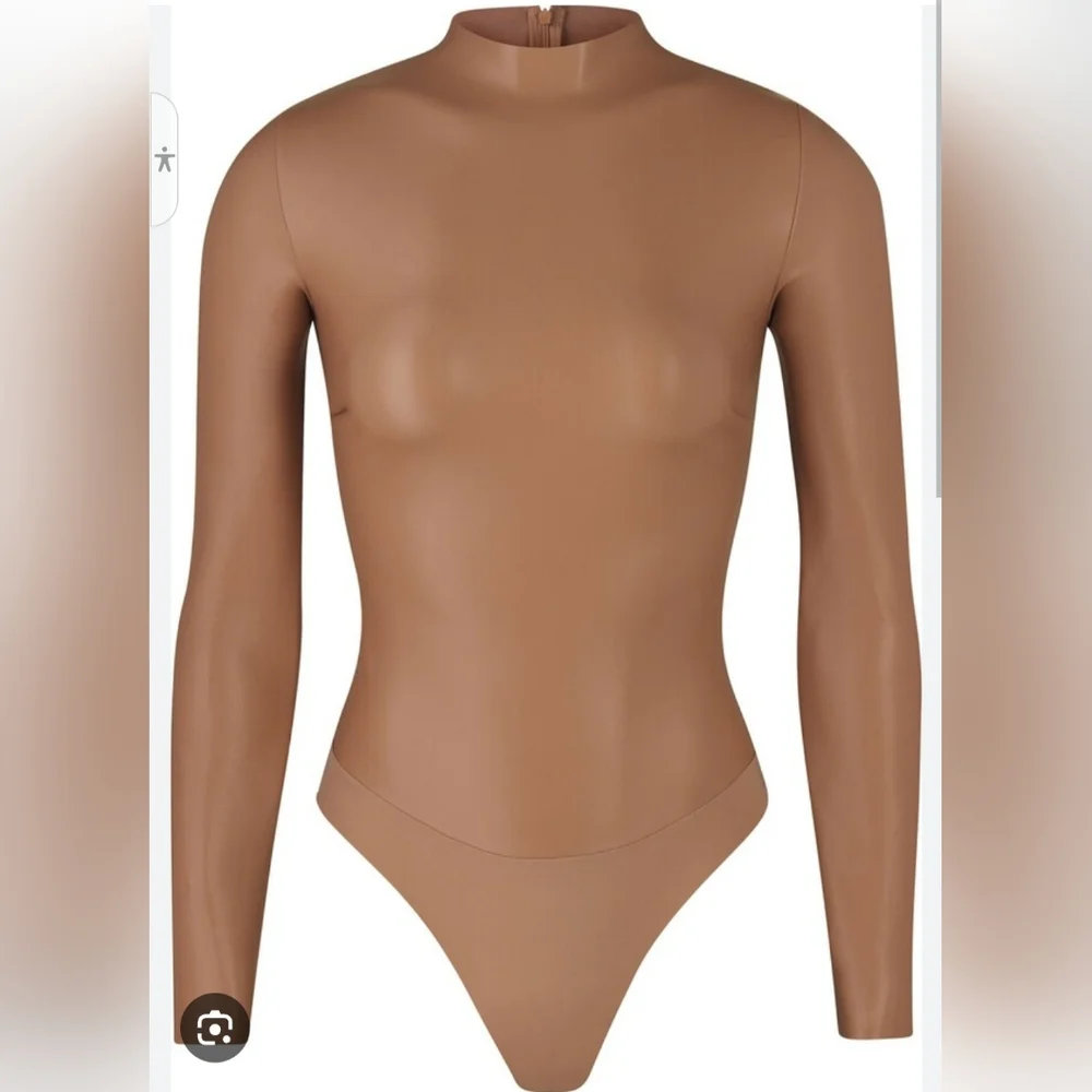 SKIMS FAUX LEATER BODYSUIT SIZE L NEW - Picture 3 of 15